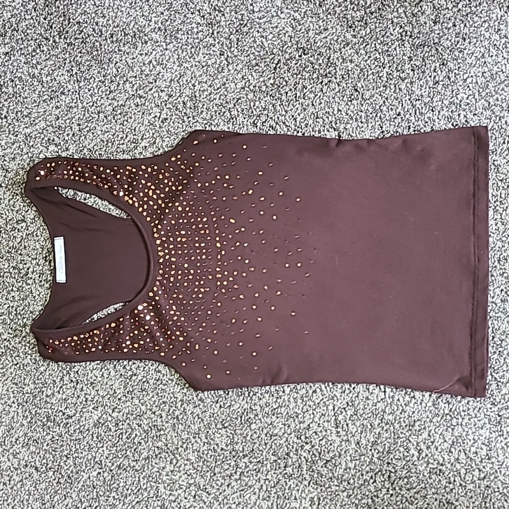 Brown racerback glittery tank